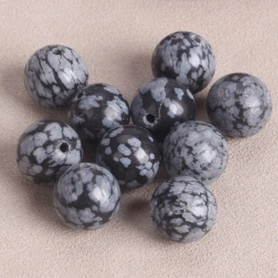 Snowflake Obsidian Stone Round 4mm 6mm 8mm 10mm 12mm Loose Beads For DIY Jewelry - Image 1 of 4