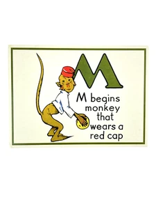 Cavallini Buchstabe M rahmbar Kinderzimmer Kunst 1930er Repro Alphabet Lernkarte - Bild 1 von 2