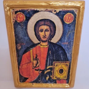 Jesus Christus Pantokrator mytilenische griechisch-orthodoxe Ikone auf Holz ICXCNIKA 1217my - Bild 1 von 7