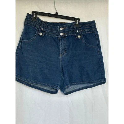 Pantalones Cortos Vaqueros Sofia's Cintura Alta Botón Acento Lavado Oscuro Talla 18 Foto 1 de 4