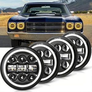 4PCS 5-3/4" Projector LED Headlights Sealed Beam with Halo Ring DOT Lamp - Picture 1 of 6
