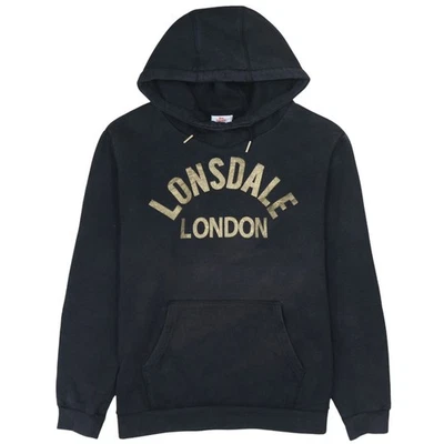 Lonsdale Women’s Black Pullover Hoodie UK 12 Logo Print - Image 1 of 4