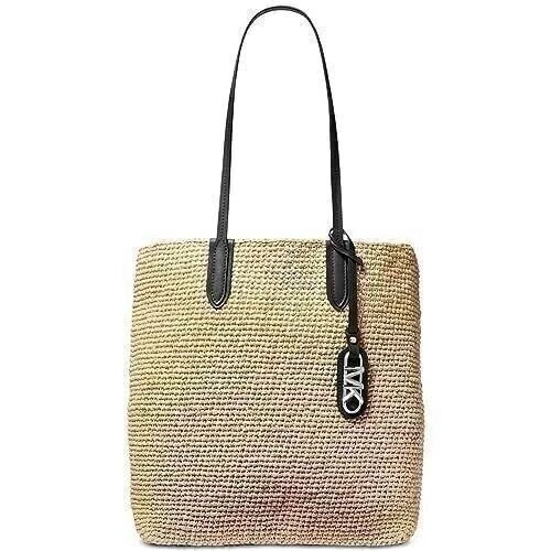 Michael Kors Women's Eliza Large Straw Tote Handbag With Pouch Natural   Black - Image 1 of 1