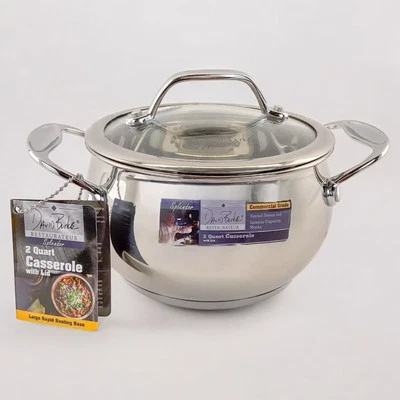 David Burke Splendor Series Stock Pot With Glass lid 2-qt cookware New Kitchen