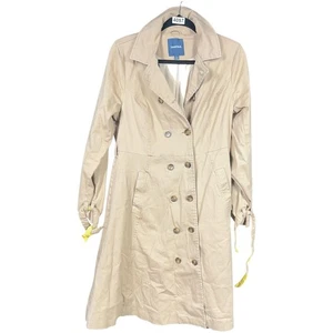 Modcloth Classic Imagination Trench Coat Khaki Womens L Jacket Double Breasted  - Picture 1 of 17