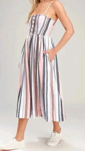 Free People Kleid Damen Extra Small Lilah Gestreift Ärmellos Freizeit Sommer Midi - Bild 1 von 8