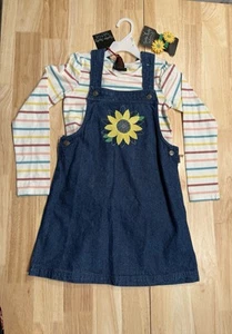 NUOVO vestito Cynthia Rowley bambina 7 denim maglione girasole vestito - Foto 1 di 7
