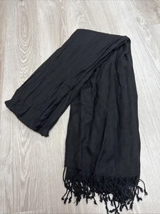 "Mantón envolvente negro sin marca estola con flecos elegante bufanda clásica versátil 75x33""" - Imagen 1 de 7