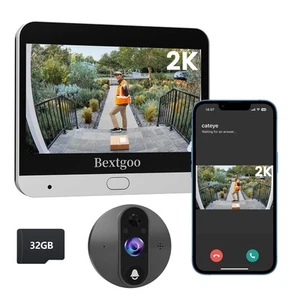 2K Video Peephole Doorbell Camera with 32GB Memory Card, Door Viewer with 4.3... - Picture 1 of 9