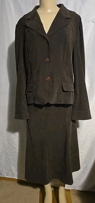 Norton McNaughton Maxi Falda Blazer Chaqueta Traje Talla 14 Marrón Gamuza Como Forrado Foto 1 de 4