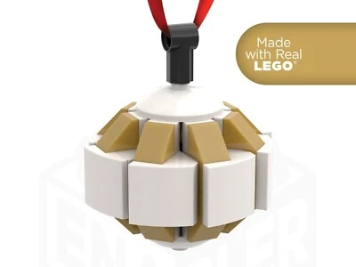 White & Gold Globe Christmas Tree LEGO Ornament Kit Holiday Stocking Stuffer - Image 1 of 4