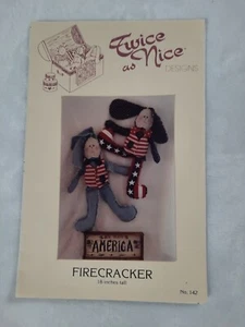 Twice as Nice Designs Firecracker Patriotic Bunny Pattern Sewing 18" Tall Uncut - Picture 1 of 2