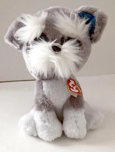 TY Beanie BOO 1st WHISKERS ~ 9" Schnauzer Dog Retired 2015 Glitter Eyes NEW Tags - Picture 1 of 3