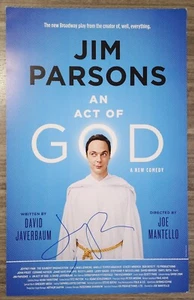 Jim Parsons Signed An Act Of God 14x22 Window Card Poster Broadway Actor RAD - Picture 1 of 2