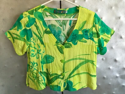 Blusa cropped vintage Jams World Havaí tamanho M rayon cruzeiro praia  - Imagem 1 de 4