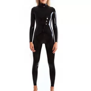 Neu100% Latex Rubber Gummi Bodysuit Black Suit Fullbody Catsuit 0.4mm S-XXL - Foto 1 di 5