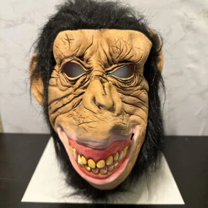 Vintage Halloween Gorilla Monkey Mask Monster Rubber Black Hair Nose Spooky - Picture 1 of 11