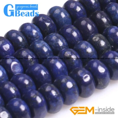Blue Lapis Lazuli Rondelle Spacer Beads For Jewelry Making Free Shipping 15" - Image 1 of 4