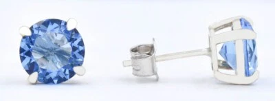 LAB CREATED 7.82 克拉坦桑石耳环 0.925 纯银-全新带标签 — 第 1/4 张图片