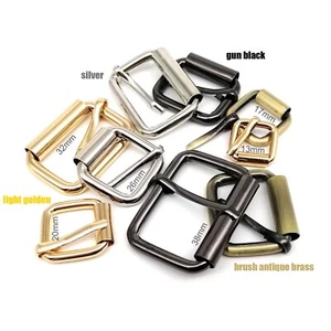 Leather Bag Backpack Strap Belt Dog Collar Chain Adjust Roller Pin Buckle Ring - Picture 1 of 10