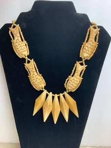 Bone, Mixture of Big and Small Dark Ivory Color Beads/Shapes, 20.5”Long, Vintage - Bild 1 von 1