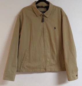 Men's POLO Ralph Lauren Full Zip Kahaki Color Cotton Plaid Fully Lined Jacket XL - Picture 1 of 18