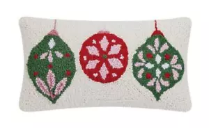 Scandinavian Nordic Christmas Ornament Hook Wool Throw Pillow 9" x 16" - Picture 1 of 1