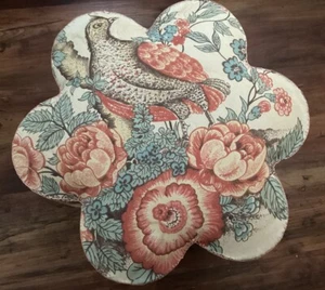 Vintage Craft Folk Art Flower Country Stool Footstool MCM Partridge Bird 1970s - Picture 1 of 13