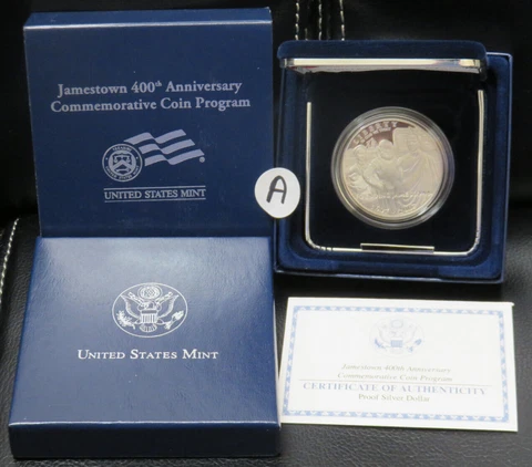 2007 Jamestown 400th Anniversary Proof Commemorative Silver Dollar Box & COA Cover