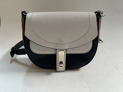 Bandolera GUESS Kingsley Petite con solapa superior-negro/blanco/bronceado Foto 1 de 4