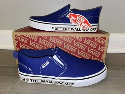 NEW Vans Boy's Asher OTW Sidewall Blue White Slip On Skate Shoes Size 6 7 - Image 1 of 4