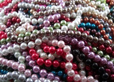 Perlenkette lang im Art Deco Stil Kunstvoll Schimmernde Perlen Tolle Farbauswahl - Bild 1 von 2