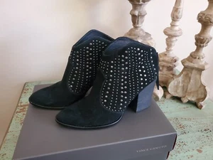 Black Leather Studded Bootie Size 7.5M, 8M, Vince Camuto Suede - Picture 1 of 5