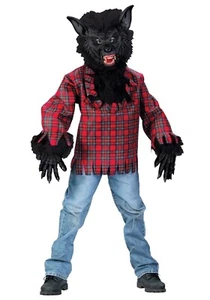 Boys Black Werewolf Costume Shirt Mask Scary Halloween Costume Size Large 5813k - Picture 1 of 2