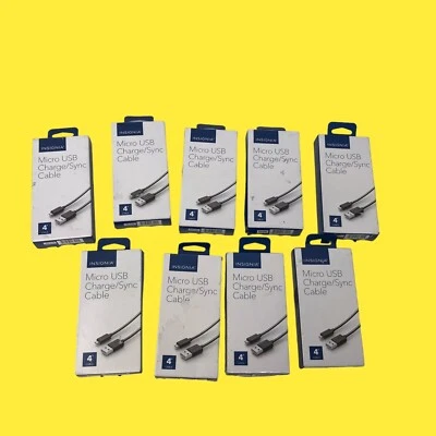 Lot of 9 - Insignia 4' Micro USB Charge / Sync Cable NS-MCDT2 #2770 Z63/587 - Image 1 of 4