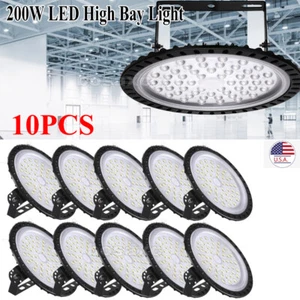 10Pack 200W UFO LED High Bay Light Shop Lights Bulb Warehouse Industrial Outdoor - Picture 1 of 11