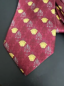 Gianni Versace Red Gold Medusa Tie 100% Silk Versace Necktie - Picture 1 of 5