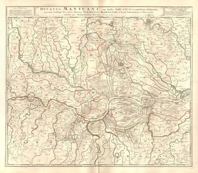 'Ducatus Mantuani' Duchy of Mantua. Verona Cremona Parma Reggio. HOMANN 1735 map — 第 1/2 张图片