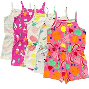 2 Wonder Nation Toddler Girls Fruit Print Rompers Size 3T Multicolor and Comfy - Picture 1 of 28