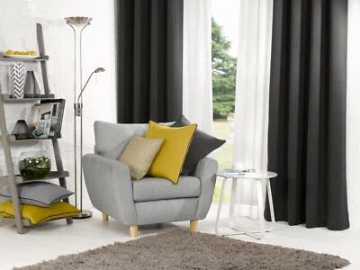 Black Draping 80% Blackout Fabric Curtains Display Stage Material Lining Thermal - Image 1 of 4