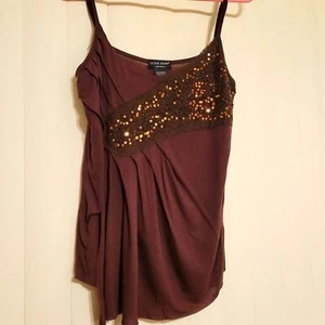 Guess womens medium sequin brown shirt 100% micromodal - Picture 1 of 12