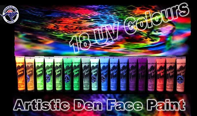 18 x 15ml - UV Glow ULTIMATE Neon Face Body Paint Black Light Set- Artistic Den® - image 1 of 4