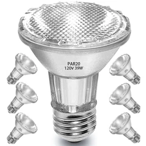 PAR20 Flood 39W 120V 500 Lumens - 6 Pack PAR20 Flood Light Bulbs with E26 Base - Picture 1 of 14
