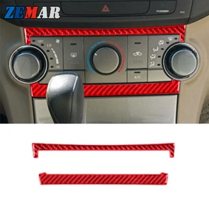Cubierta de marco de panel de control de CA de fibra de carbono rojo para Toyota Highlander 2008-13 - Imagen 1 de 10