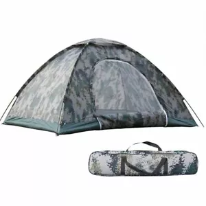 Outdoor Shelter Camouflage Waterproof Hiking Camping Foldable Tents 3-4 Person - Picture 1 of 12