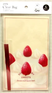 Amifa Fresa Dulces Pastel Transparente Bolsa de Regalo Japón 6 Piezas - Imagen 1 de 2