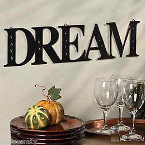 Escultura de decoración de acento de arte de pared de metal rústico con diseño de pergamino de silueta de "sueño" - Imagen 1 de 3