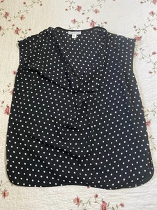 Coldwater Water Creek Bluse schwarz gepunktet Karriere Wasserfallausschnitt Größe S 8 - Bild 1 von 4