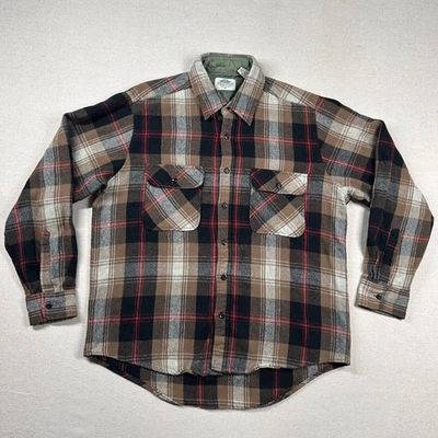 Vintage Field Master Shirt Mens L Flannel Wool Blend Plaid 80s 9os Barn Workwear - Image 1 of 4