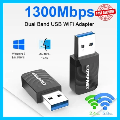 1300Mbps USB3.0 Wifi Adapter 802.11AC 2.4G/5GHz Dual Band Wireless Network - Image 1 of 4